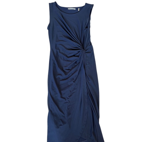 Tahari Navy Blue Lined Stretch Wrap Dress - Picture 1 of 6